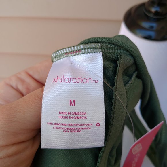 Xhilaration Green Ribbed One-Piece Swimsuit Lace-up Neckline Cheeky NWT - Picture 11 of 13